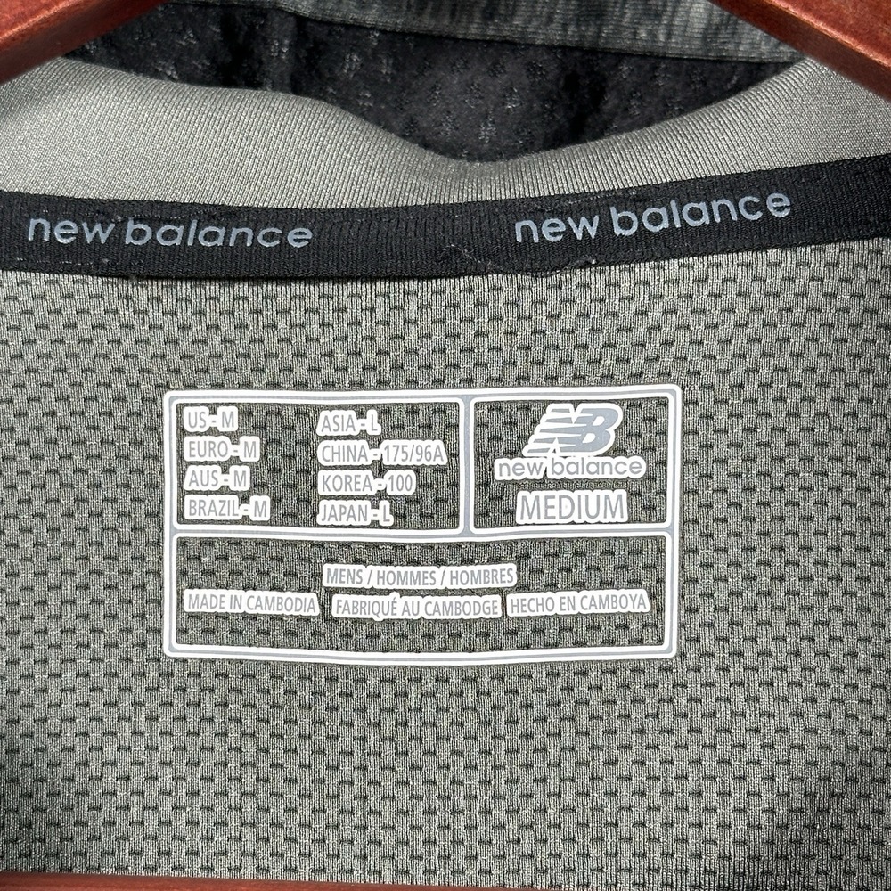 New Balance Mens M Hoodie Gray Green Full Zip Running Gym Exercise Fleece - Picture 2 of 7